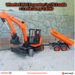 Wheeled Mini Excavator + Trailer