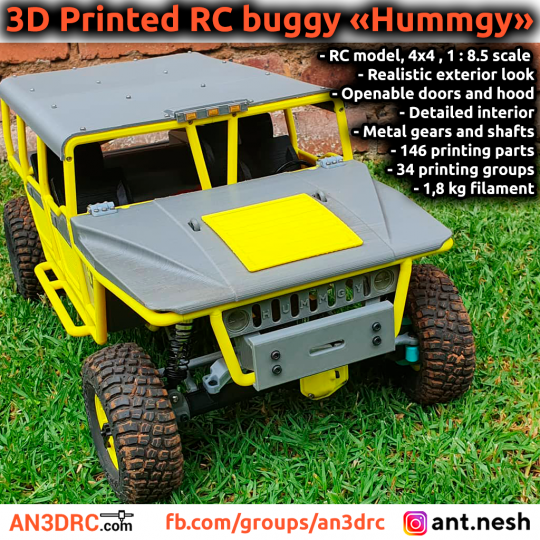 3D Printed RC Car buggy "Hummgy"