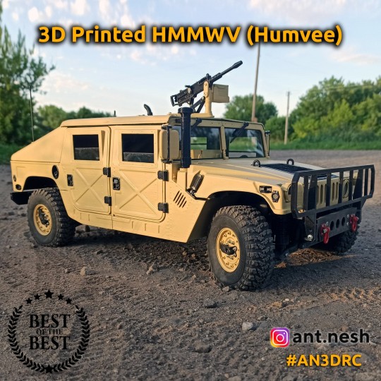 3D PRINTED RC CAR HMMWV (HUMVEE, HUMMER) BODY 2 IN 1 SET