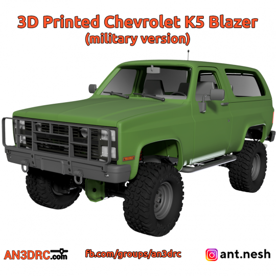 3D Printed RC Car Military Chevrolet K5 Blazer( M1009)