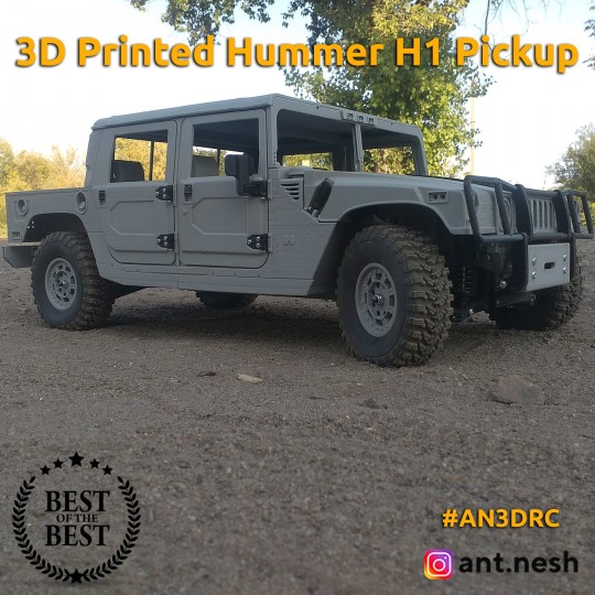 3D PRINTED RC CAR HUMMER H1 PICKUP BODY