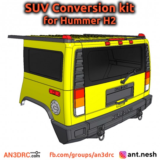 3D PRINTED RC CAR HUMMER H2 SUV Conversion kit